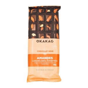 Chocolat noir amandes caramélisées torréfiées 180g  CT DE 10