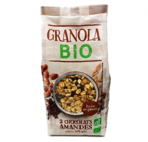 Granola 2 chocolats amandes BIO paquet 375g CT DE 6 BOITES