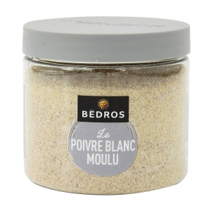 Poivre blanc moulu pot 100 gr Bédros  Carton de 12 x 100 gr