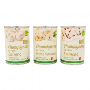 Champignons Paris pieds morceaux FRANCE boîte 1/2 12 BOITES